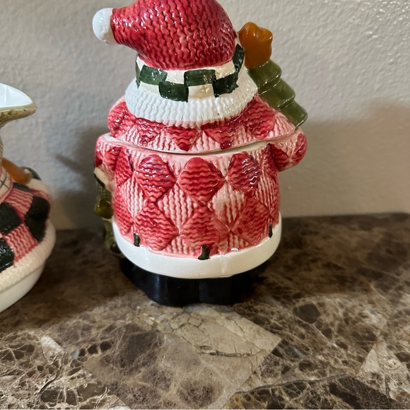 Christmas Santa And Snowman Sugar And Creamer Containers - Picture 10 of 14